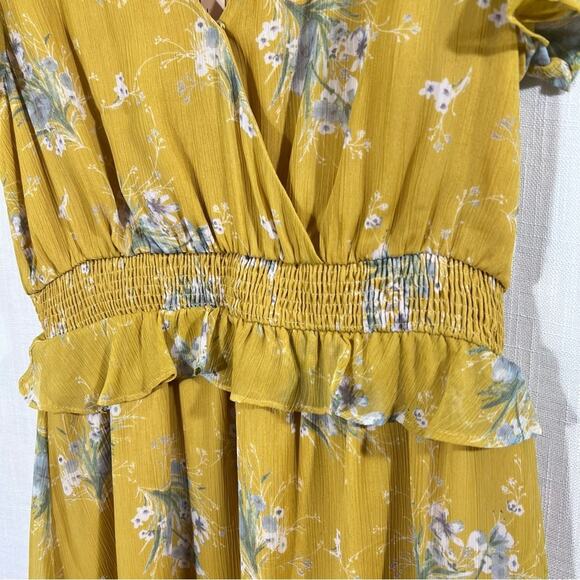 Gilli‎ NWT Floral Ruffle Hem Lined Smocked Waist Flutter Sleeve Dress Sz M - Picture 10 of 11